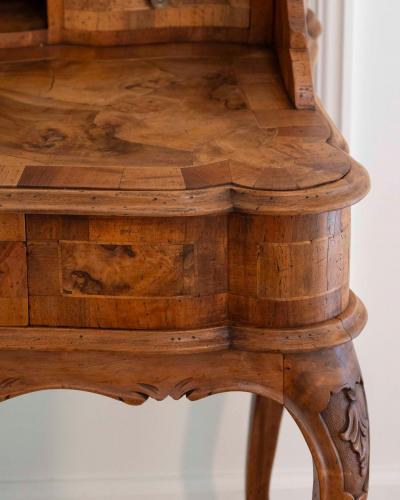 Louis XV Style Tiered Desk In Burr Walnut 19th Century