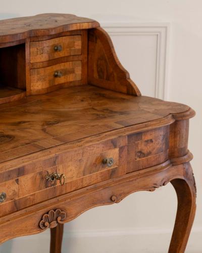 Louis XV Style Tiered Desk In Burr Walnut 19th Century