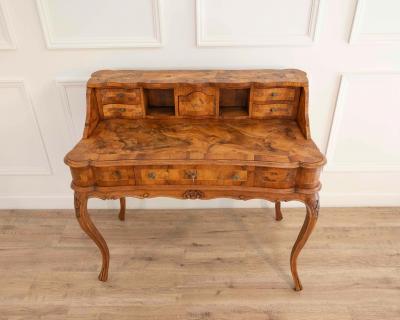 Louis XV Style Tiered Desk In Burr Walnut 19th Century