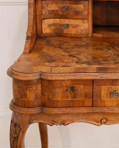 Louis XV Style Tiered Desk In Burr Walnut 19th Century