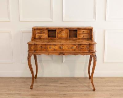 Louis XV Style Tiered Desk In Burr Walnut 19th Century