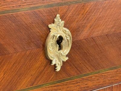 Louis XV Style Tulipwood Marquetry Marble Lingerie Chests France 1910s