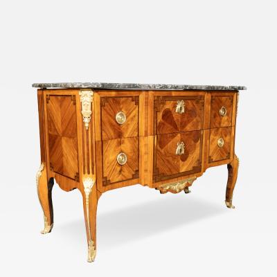 Louis XV Transitional Tulipwood And Kingwood Commode By Boudin