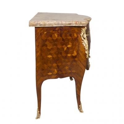 Louis XV Tulipwood and Parquetry Commode