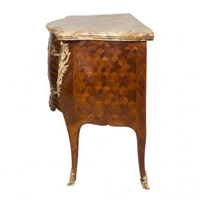 Louis XV Tulipwood and Parquetry Commode