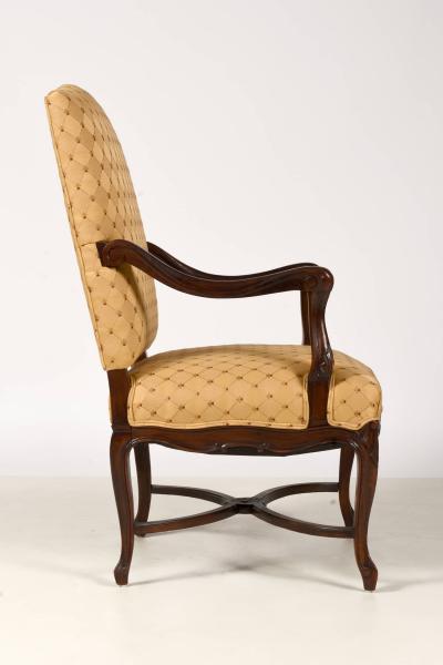 Louis XV Walnut Upholstered Armchair Antique France 19th Century 
