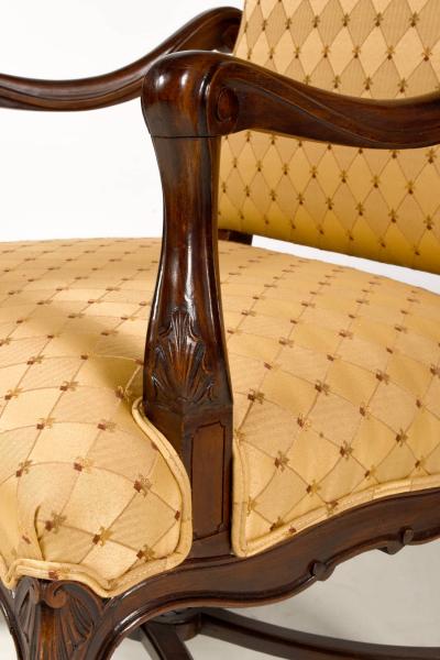 Louis XV Walnut Upholstered Armchair Antique France 19th Century 