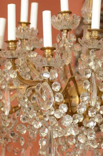 Louis XV XVI Crystal and Bronze Chandelier