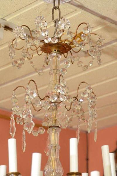 Louis XV XVI Crystal and Bronze Chandelier