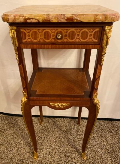 Louis XV XVI Style Marble Top Side Table End Table Pedestal Transitional