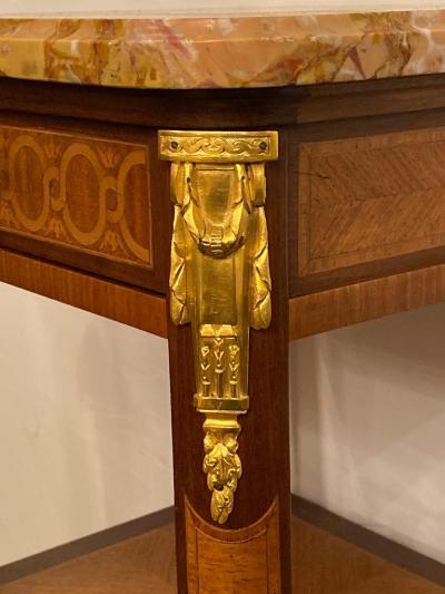 Louis XV XVI Style Marble Top Side Table End Table Pedestal Transitional