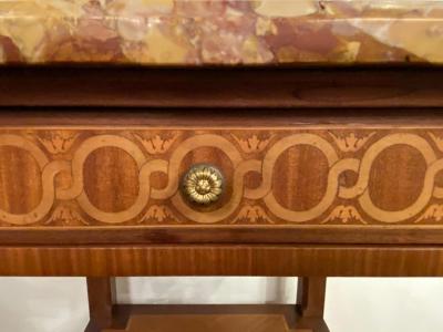 Louis XV XVI Style Marble Top Side Table End Table Pedestal Transitional
