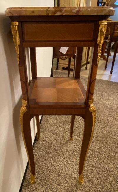 Louis XV XVI Style Marble Top Side Table End Table Pedestal Transitional