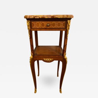 Louis XV XVI Style Marble Top Side Table End Table Pedestal Transitional