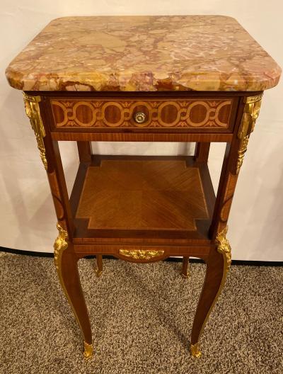 Louis XV XVI Style Marble Top Side Table End Table Pedestal Transitional