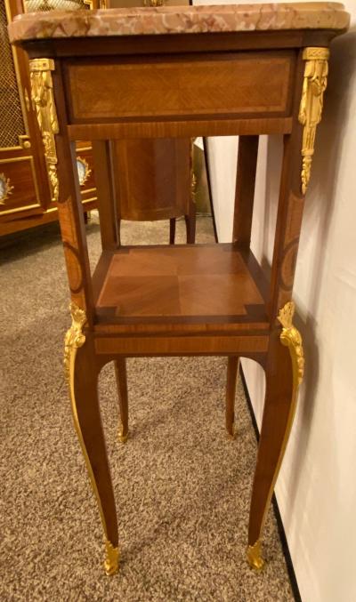 Louis XV XVI Style Marble Top Side Table End Table Pedestal Transitional