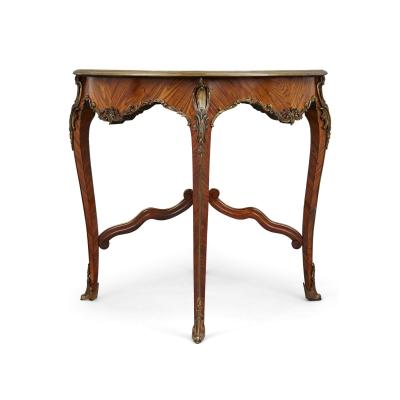 Louis XV style gilt bronze and parquetry circular centre table