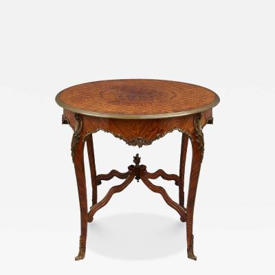 Louis XV style gilt bronze and parquetry circular centre table