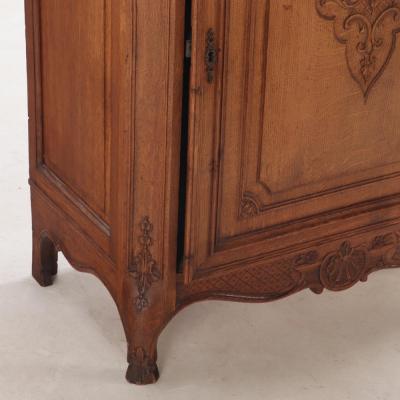 Louis XV style oak vitrine cabinet in two parts from Belgium C 1900 