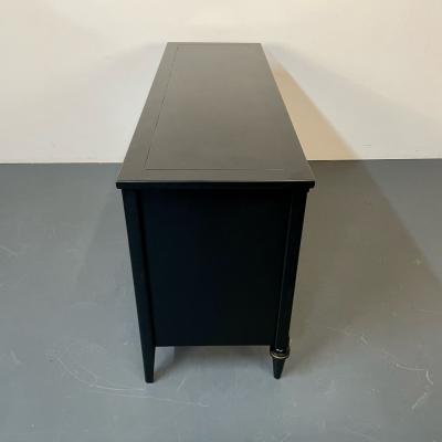 Louis XVI Black Matte Painted Dresser Cabinet Refinished Brass Pulls