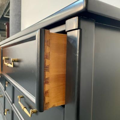 Louis XVI Black Matte Painted Dresser Cabinet Refinished Brass Pulls