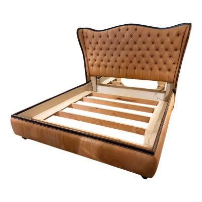 Louis XVI Chesterfield Leather Tufted Wingback King Bed