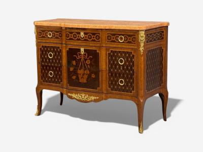 Louis XVI Commode Bronze Parquetry Faux Marble France 20th c 