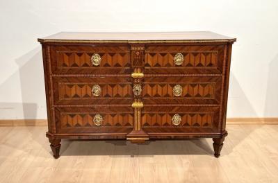 Louis XVI Commode Walnut Veneer Inlays Gold Plate Austria Vienna circa 1790