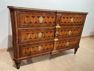 Louis XVI Commode Walnut Veneer Inlays Gold Plate Austria Vienna circa 1790