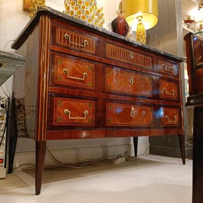 Louis XVI French Mahogany Marquetry Chest of Drawers 19th century