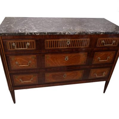 Louis XVI French Mahogany Marquetry Chest of Drawers 19th century