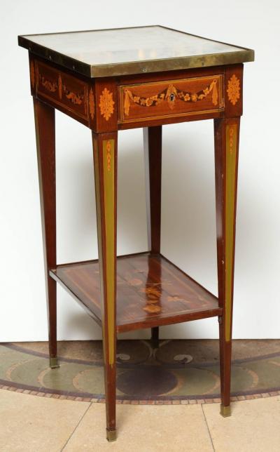 Louis XVI Marble Top Inlaid Side Table