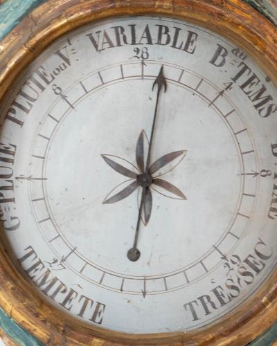 Louis XVI Painted and Gilded Barometer and Thermometer by Viard and Blanchard 1