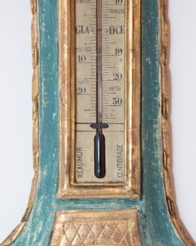 Louis XVI Painted and Gilded Barometer and Thermometer by Viard and Blanchard 1