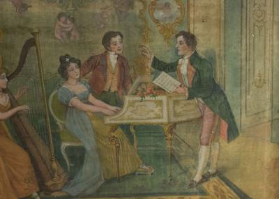 Louis XVI Painting of Music Room with Figures