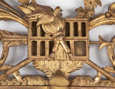 Louis XVI Period Carved Gilded Mirror with Rare Birdcage Motif