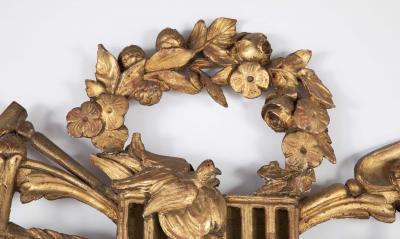 Louis XVI Period Carved Gilded Mirror with Rare Birdcage Motif