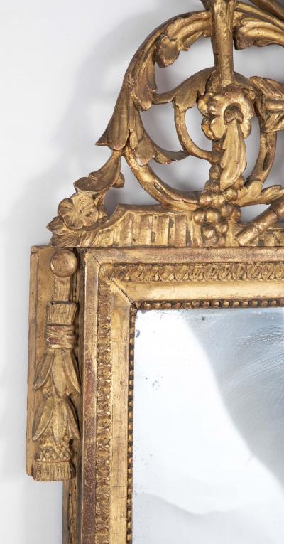 Louis XVI Period Carved Gilded Mirror with Rare Birdcage Motif