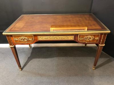 Louis XVI Style 19th 20th Century Bronze Mounted Desk Manner Linke