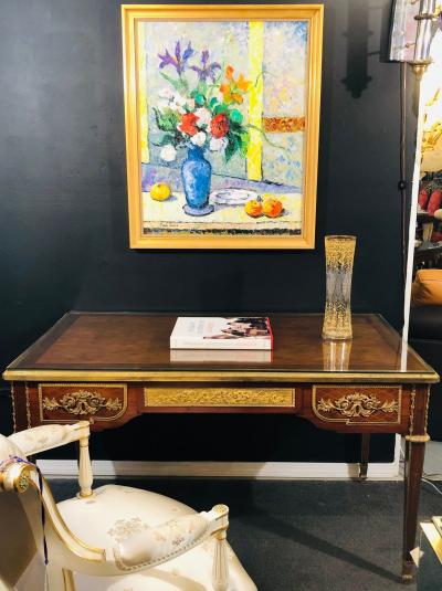 Louis XVI Style 19th 20th Century Bronze Mounted Desk Manner Linke