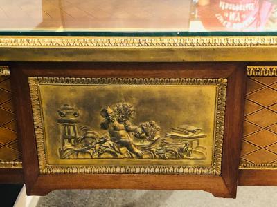 Louis XVI Style 19th 20th Century Bronze Mounted Desk Manner Linke