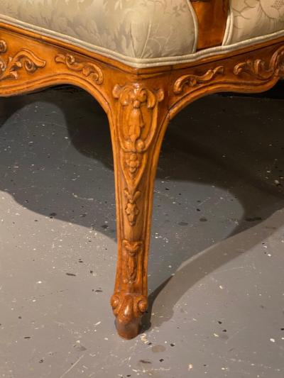 Louis XVI Style Antique Arm Throne Chairs Finely Upholstered a Pair