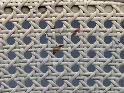 Louis XVI Style Barrel Back Occasional Chair Cream Painted Wood Cane 1960s