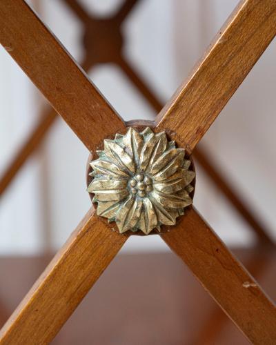 Louis XVI Style Blond Mahogany Rolling Table with Brass Gallery France 20th Ce