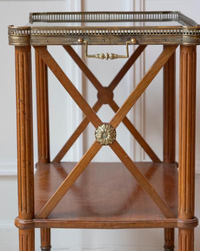 Louis XVI Style Blond Mahogany Rolling Table with Brass Gallery France 20th Ce
