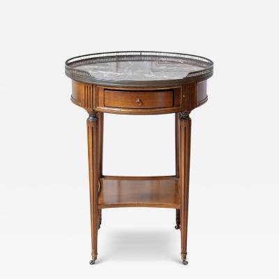 Louis XVI Style Bouillotte Table in Cherry Wood with Marble Top France 20th C