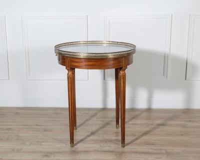 Louis XVI Style Bouillotte Table with Marble Top and Brass Gallery