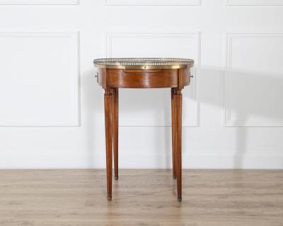 Louis XVI Style Bouillotte Table with Marble Top and Brass Gallery