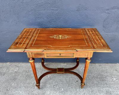 Louis XVI Style Brass Inlaid Writing Table