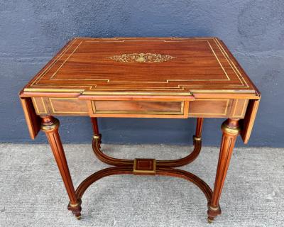 Louis XVI Style Brass Inlaid Writing Table